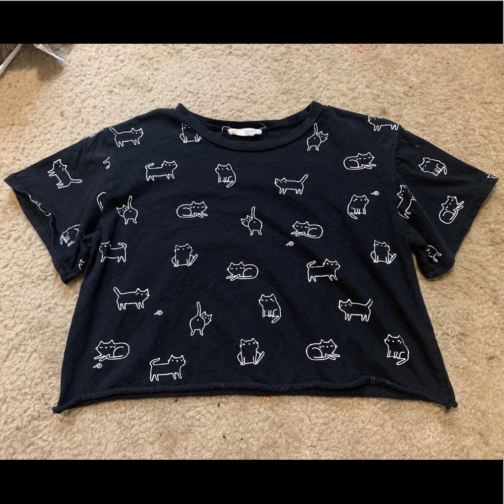 Black Cat Crop Top